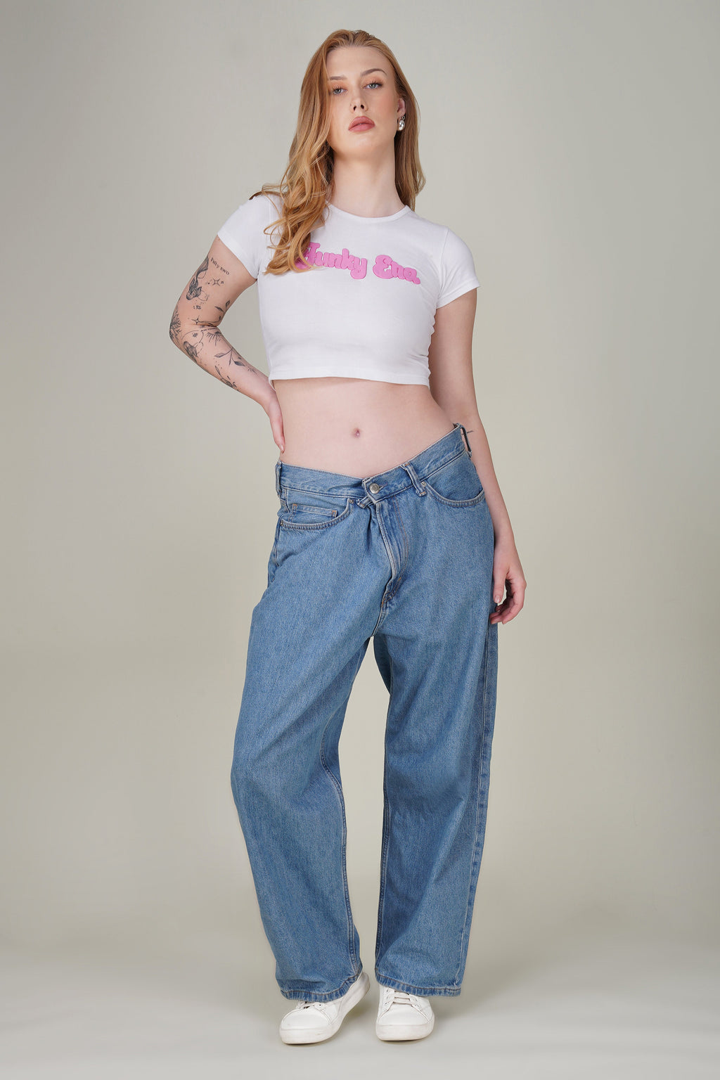 White Puffed Signature Baby Tee