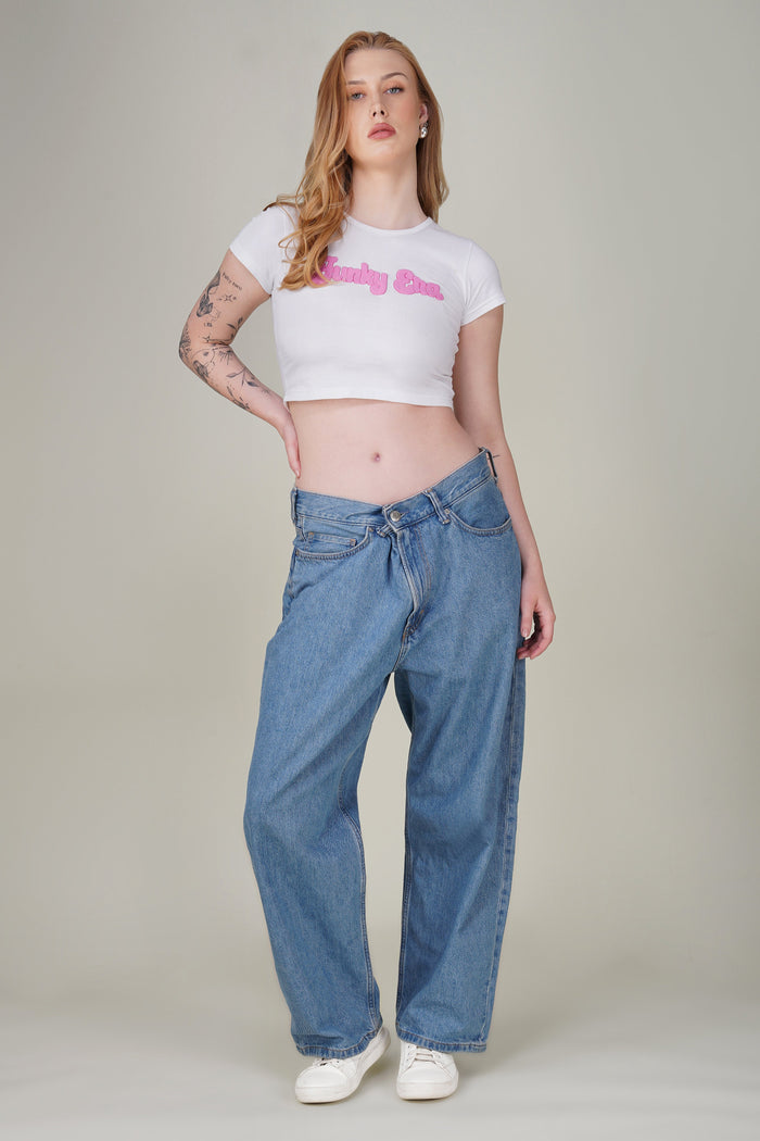 White Puffed Signature Baby Tee