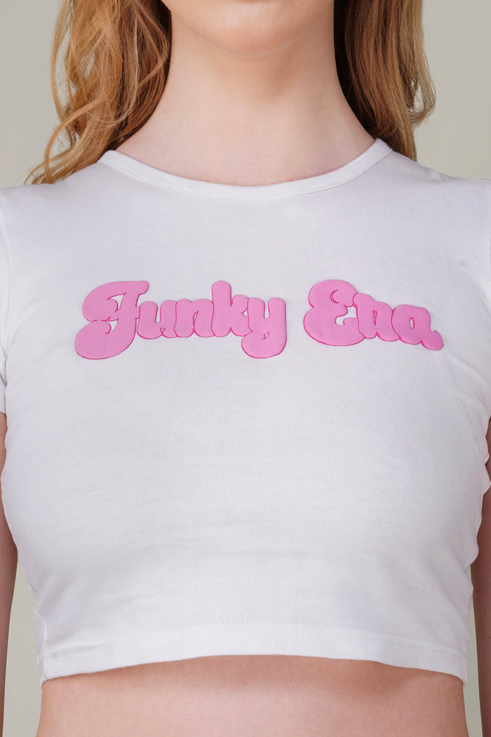 White Puffed Signature Baby Tee
