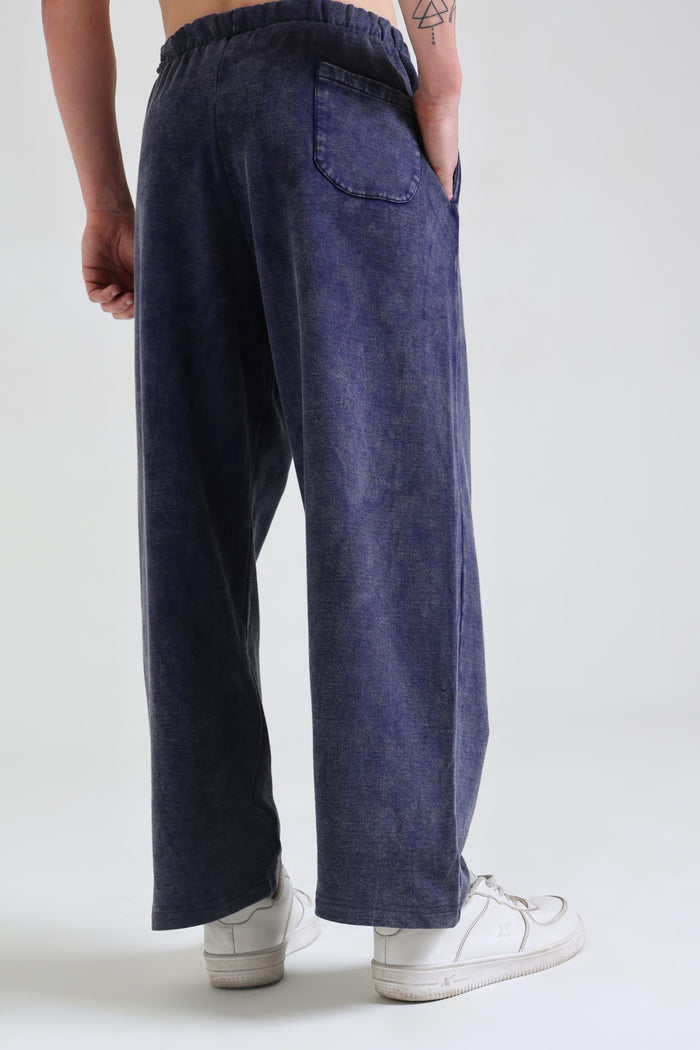 Denim Blue Faded Heavyweight Loose Fit Joggers