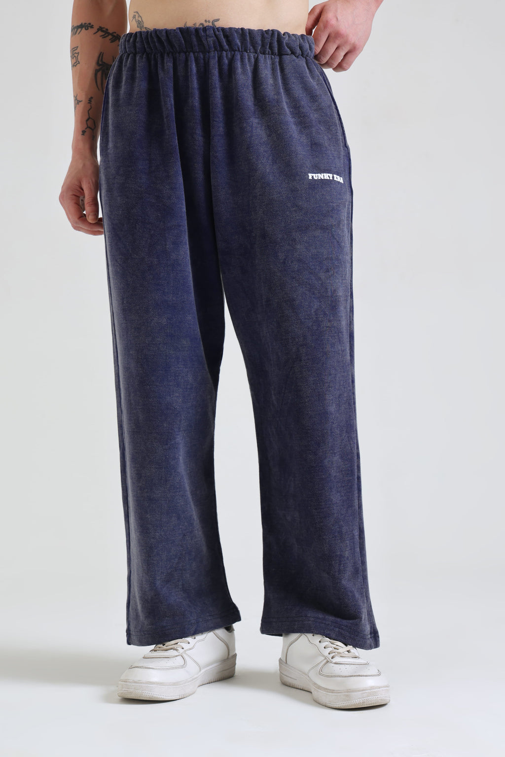 Denim Blue Faded Heavyweight Loose Fit Joggers
