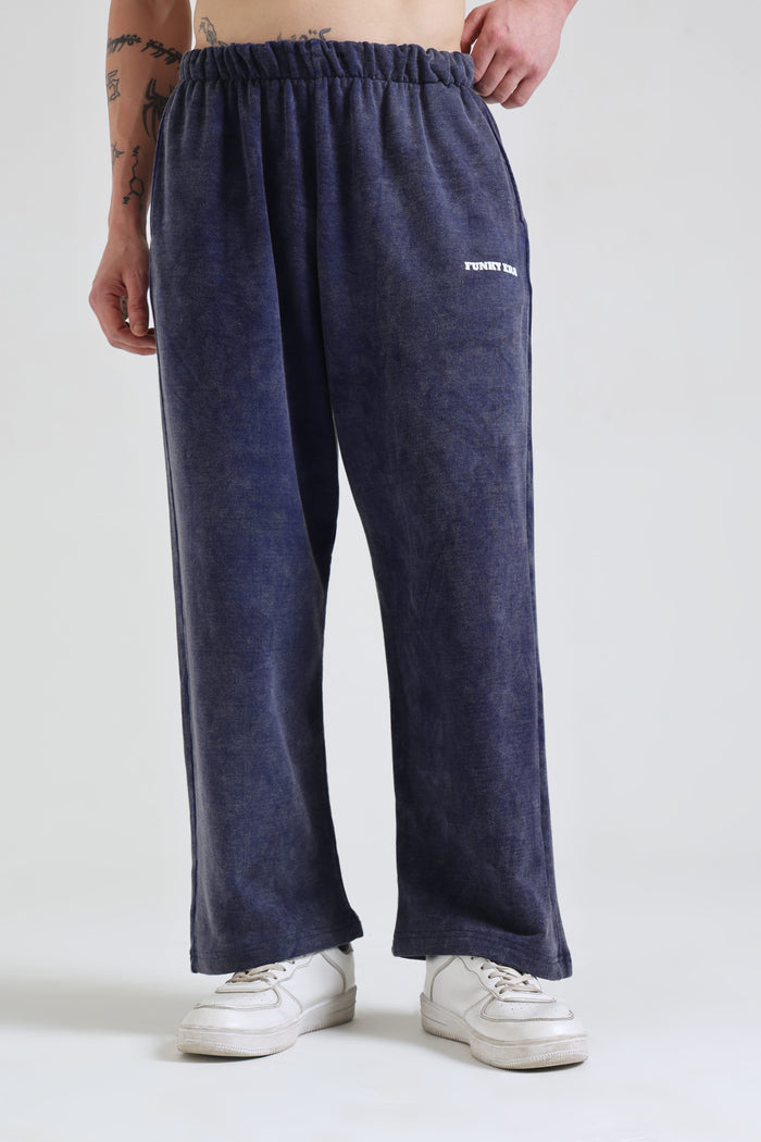 Denim Blue Faded Heavyweight Loose Fit Joggers