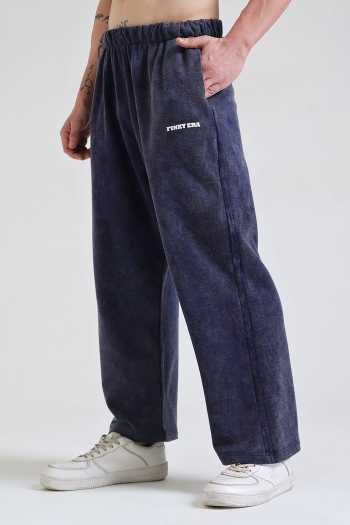 Denim Blue Faded Heavyweight Loose Fit Joggers