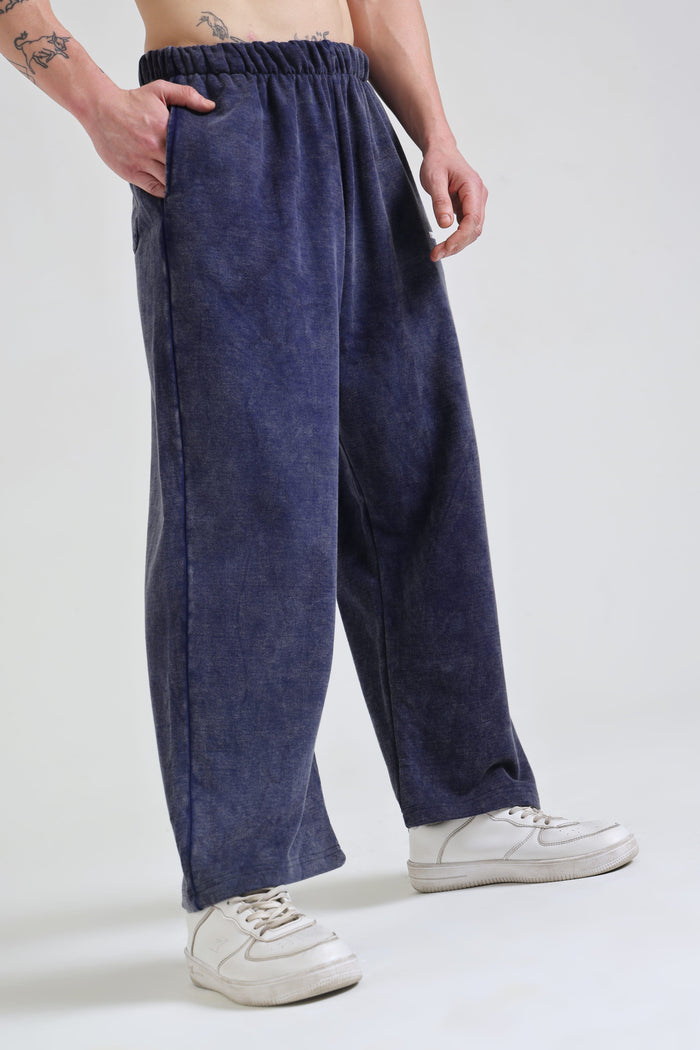 Denim Blue Faded Heavyweight Loose Fit Joggers