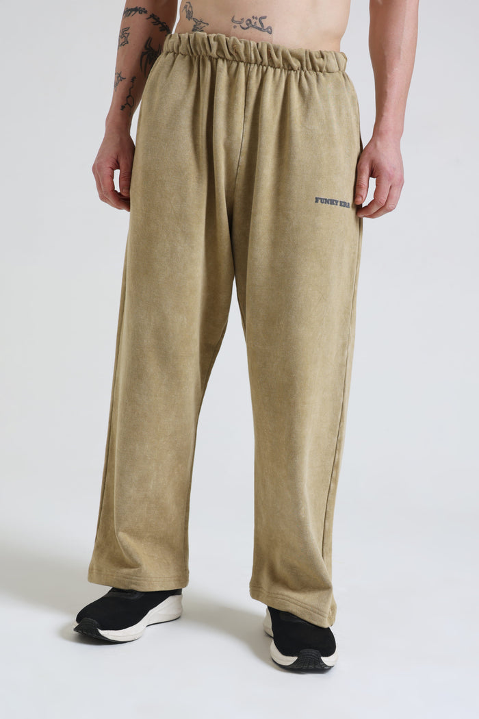 Beige Faded Heavyweight Loose Fit Joggers