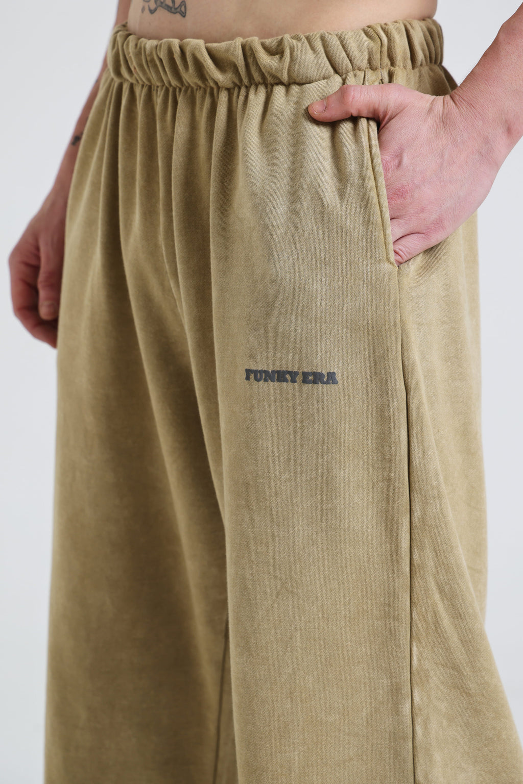 Beige Faded Heavyweight Loose Fit Joggers