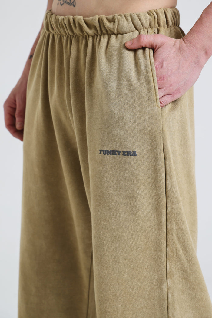 Beige Faded Heavyweight Loose Fit Joggers