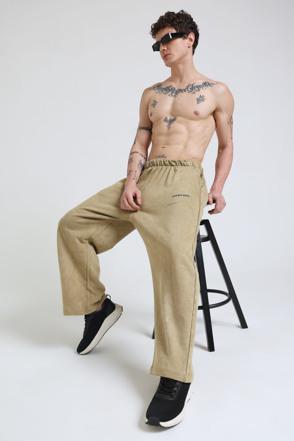 Beige Faded Heavyweight Loose Fit Joggers