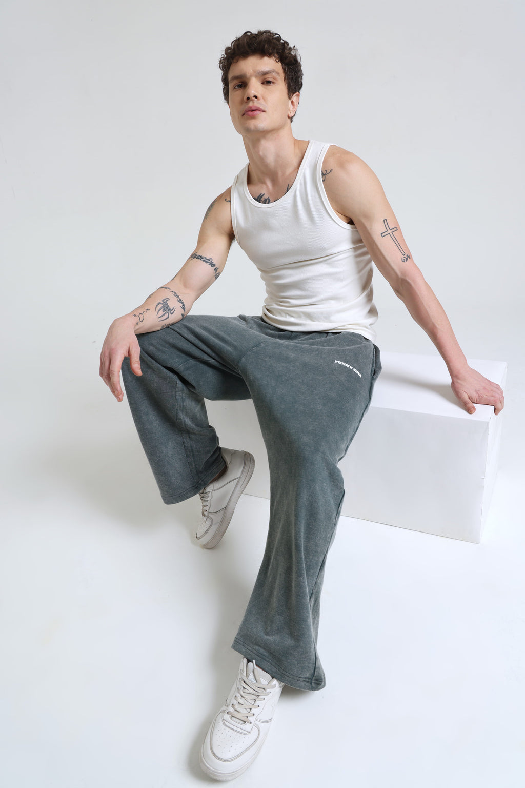 Olive Faded Heavyweight Loose Fit Joggers