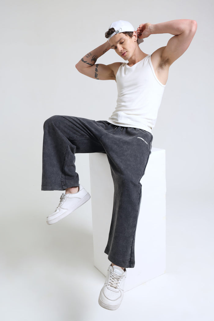 Black Faded Heavyweight Loose Fit Joggers