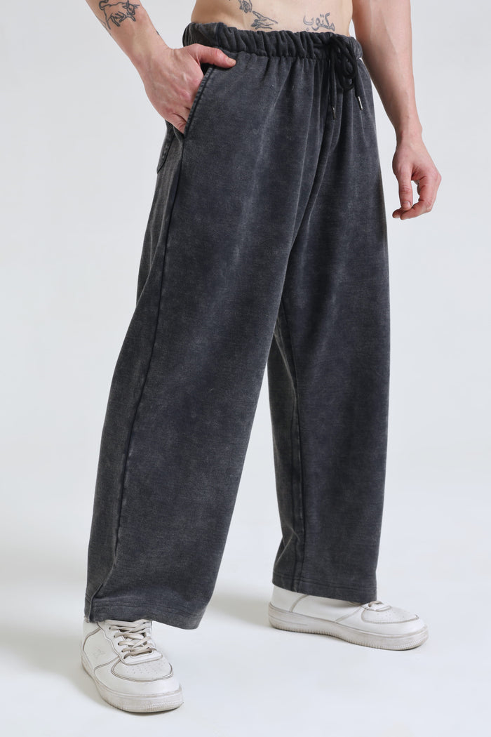 Black Faded Heavyweight Loose Fit Joggers