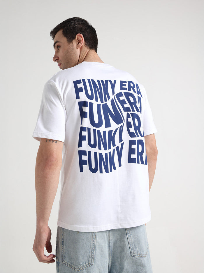 Funky Era White Oversized Back Graphic Printed Tee