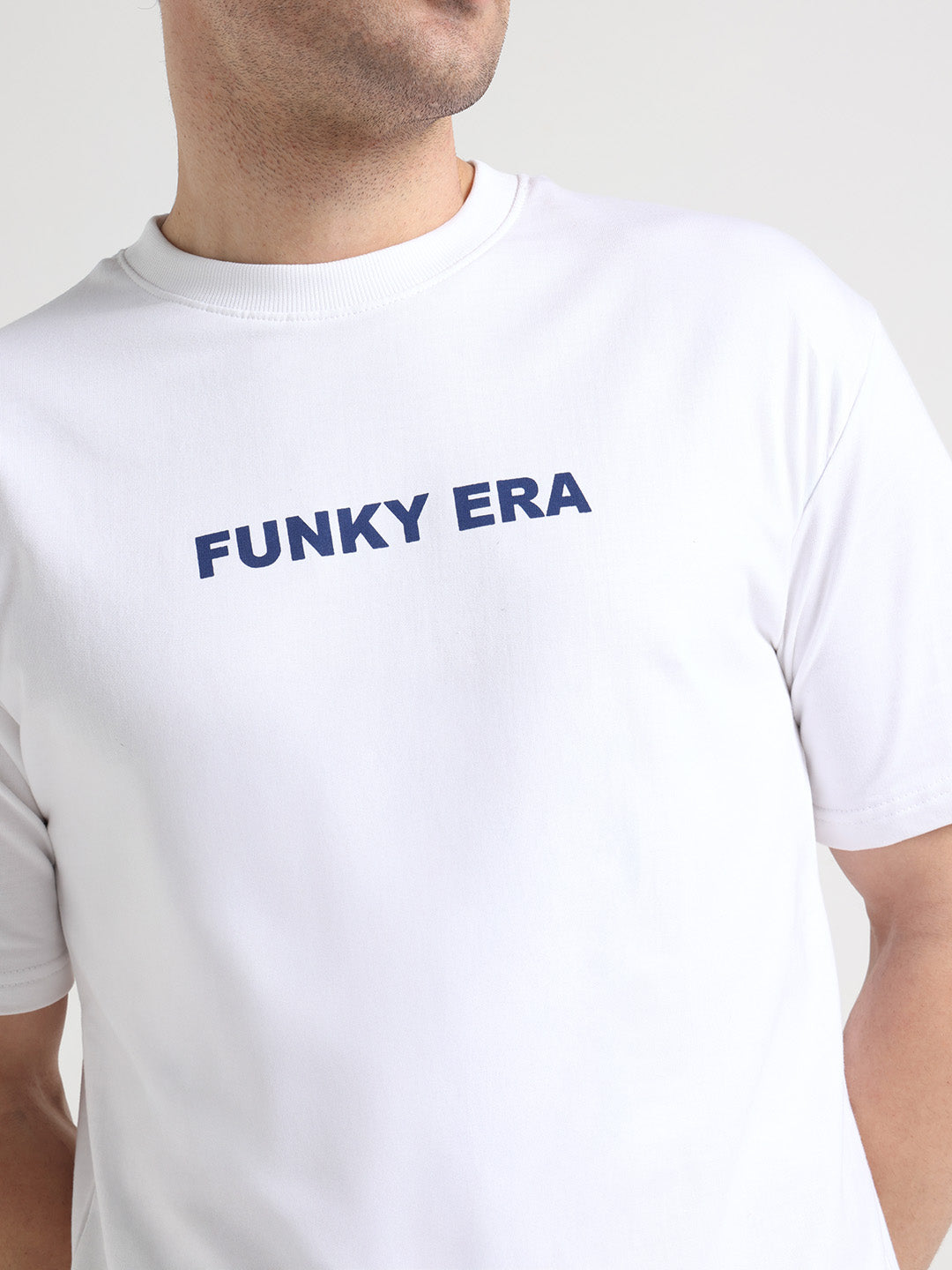 Funky Era White Oversized Back Graphic Printed Tee