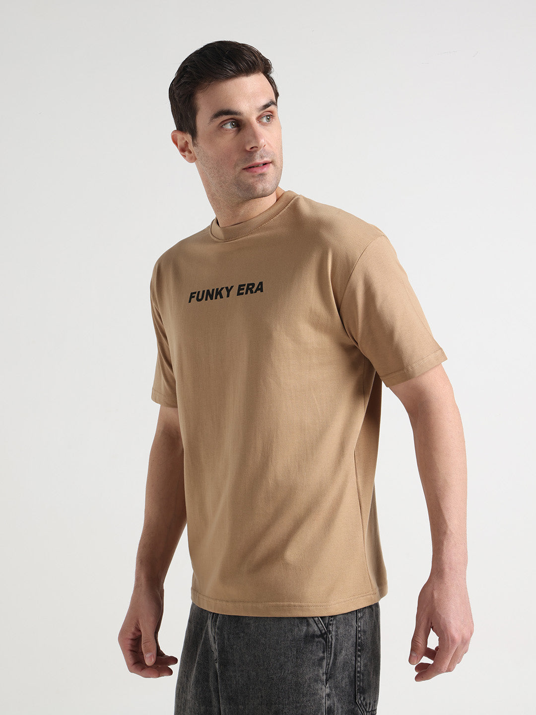 Good Vibes Beige Oversized Tee