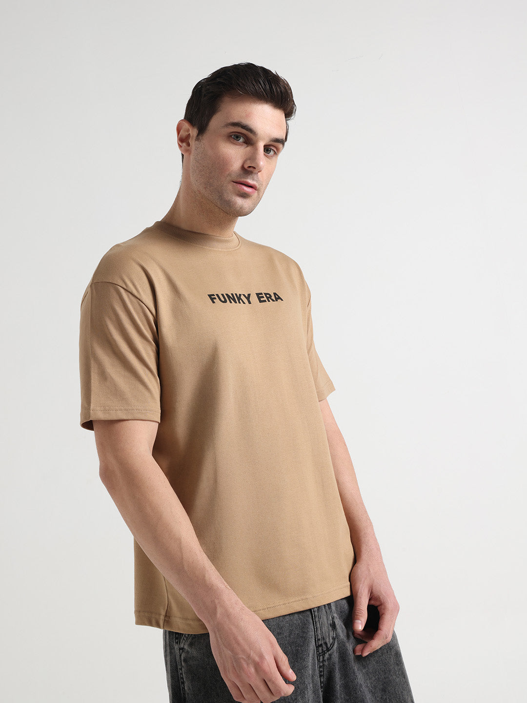 Good Vibes Beige Oversized Tee