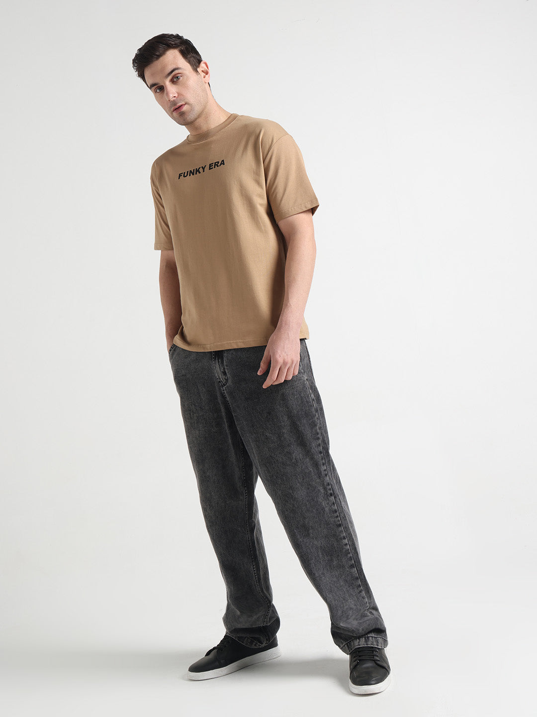 Good Vibes Beige Oversized Tee