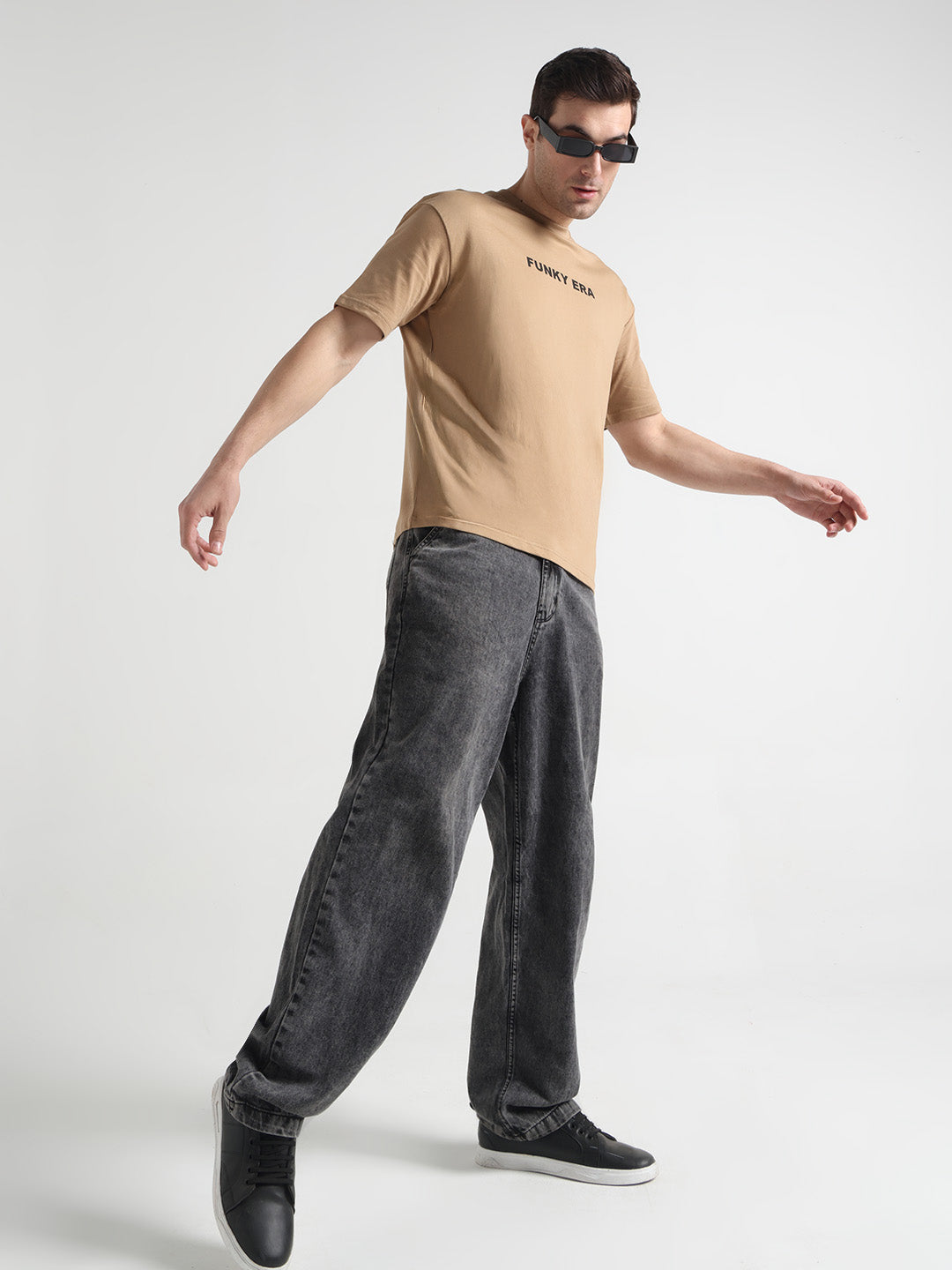 Good Vibes Beige Oversized Tee