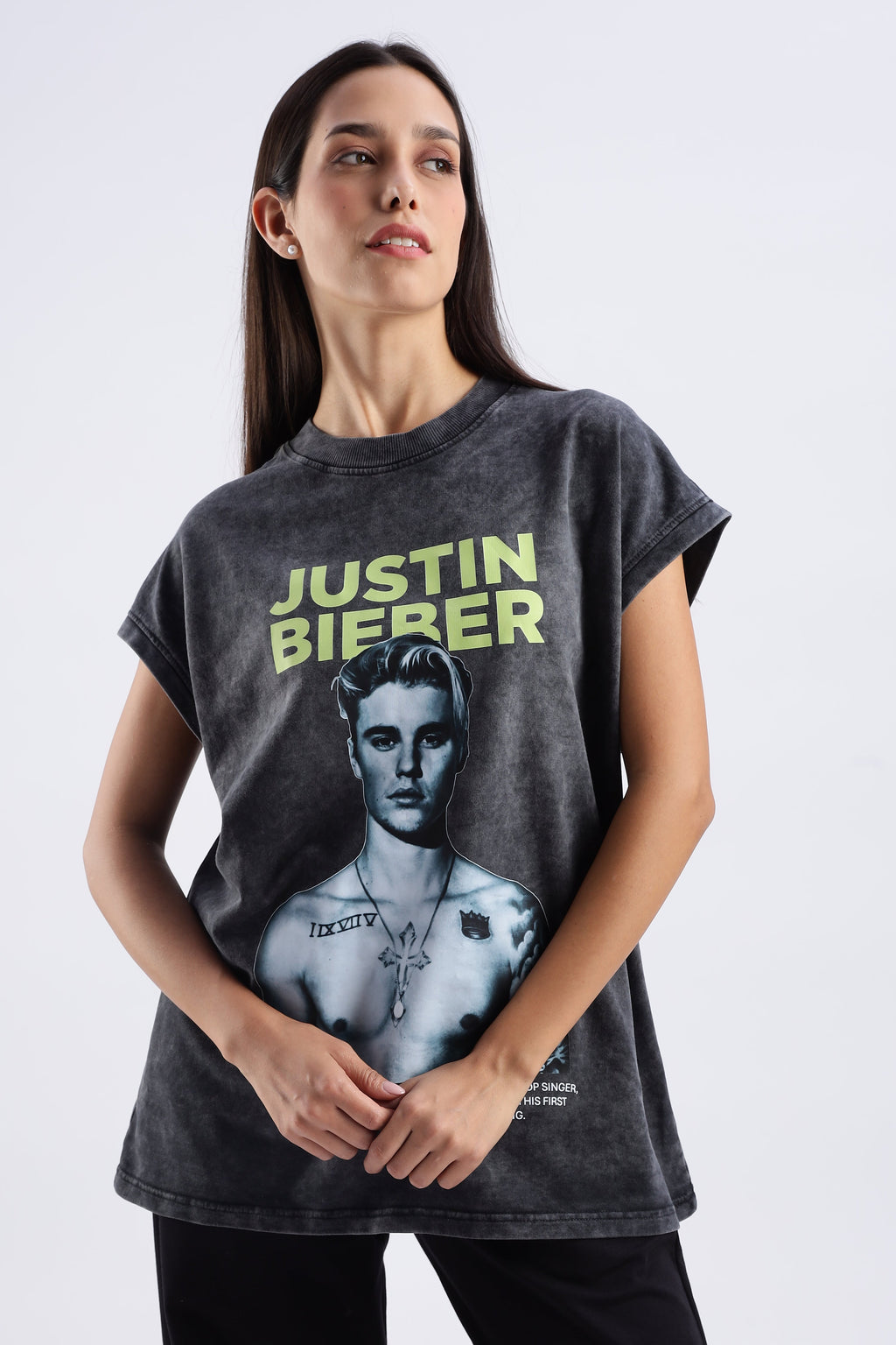 Acid Wash Black Justin Bieber Tank