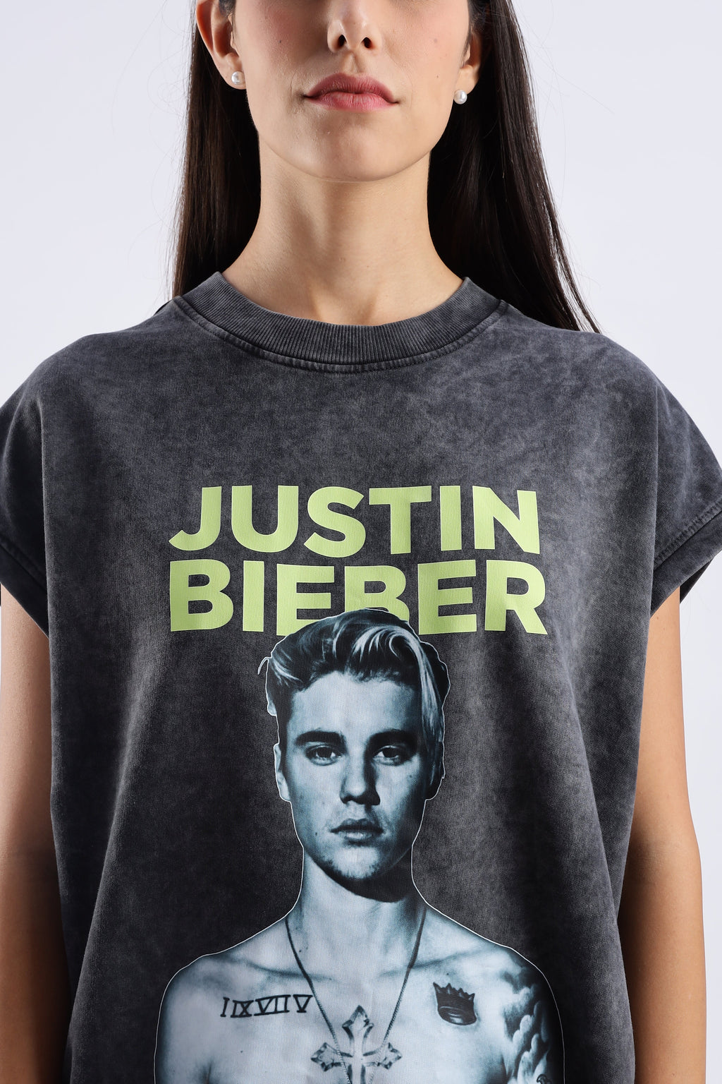 Acid Wash Black Justin Bieber Tank