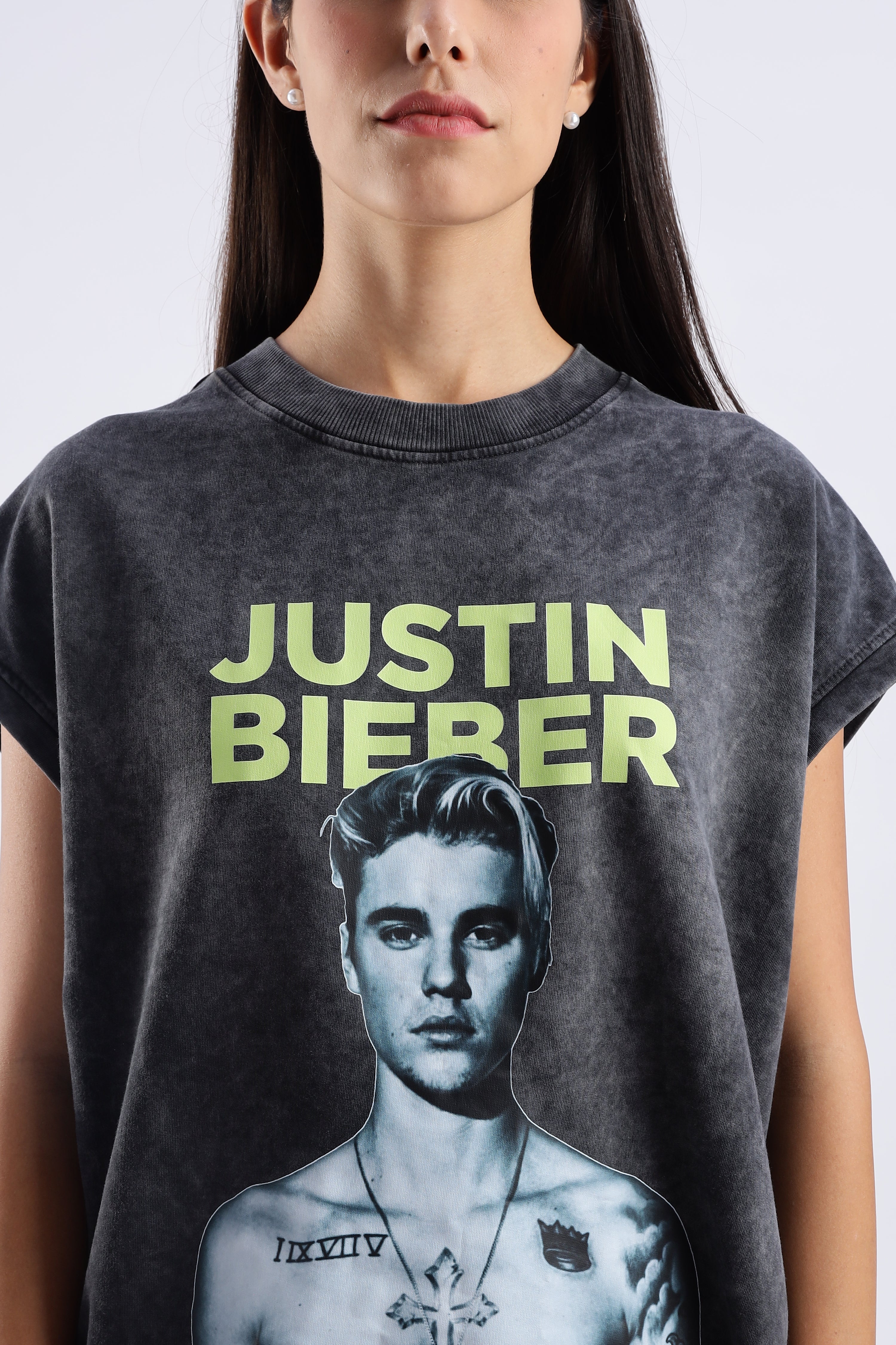 Acid Wash Black Justin Bieber Tank
