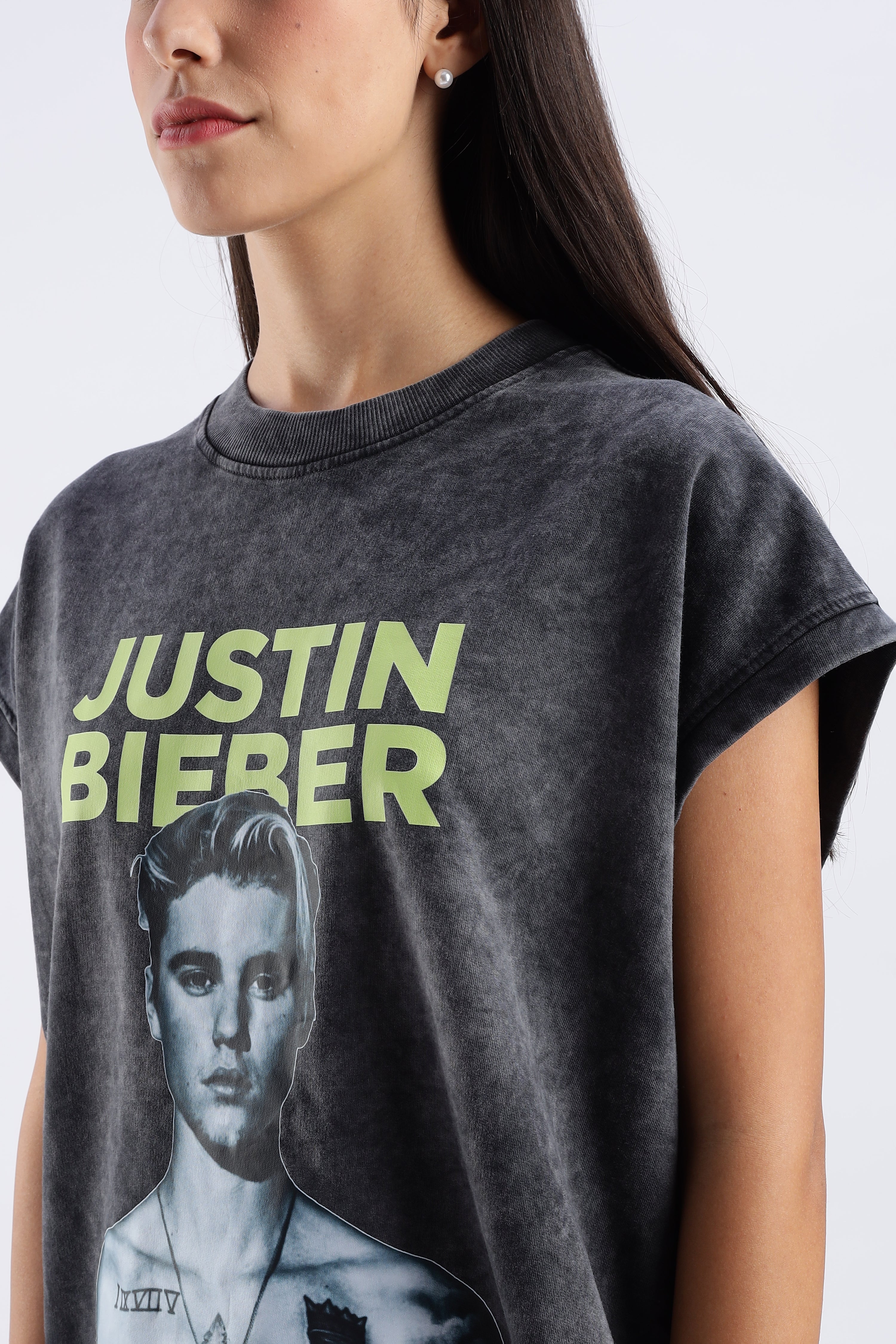 Acid Wash Black Justin Bieber Tank