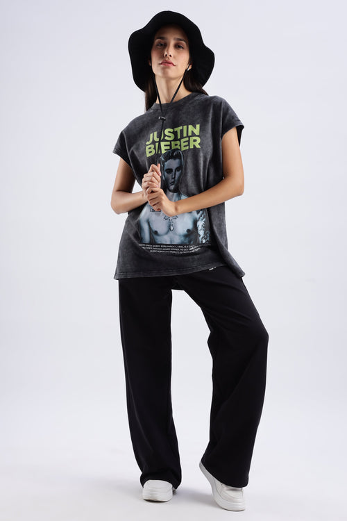 Acid Wash Black Justin Bieber Tank