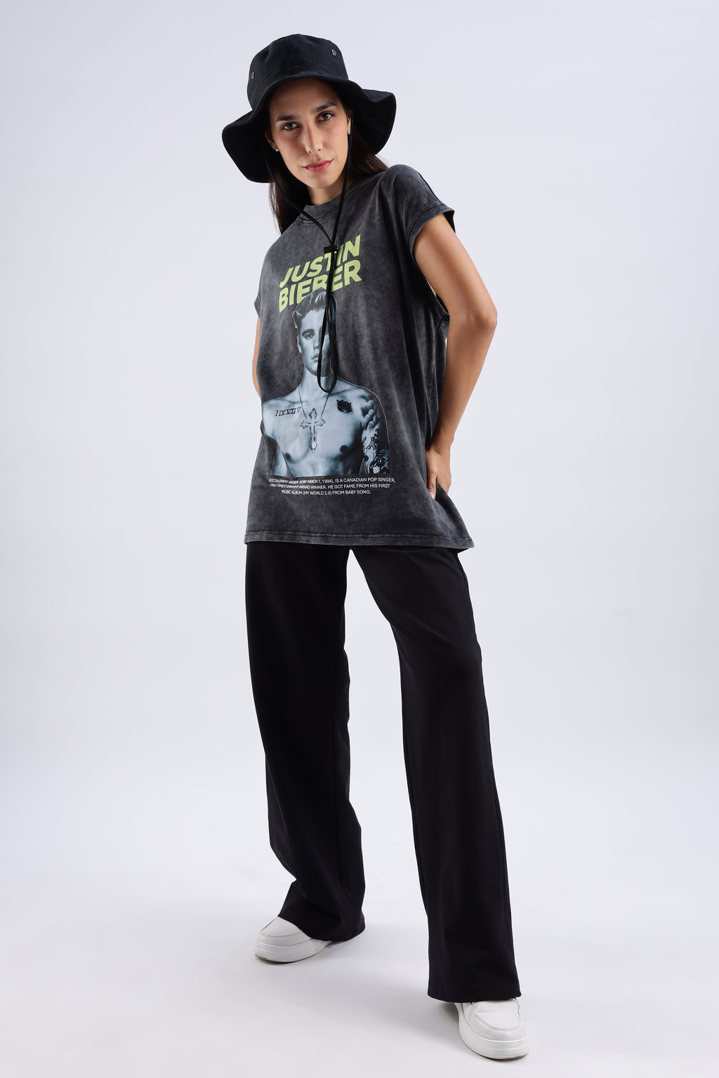 Acid Wash Black Justin Bieber Tank