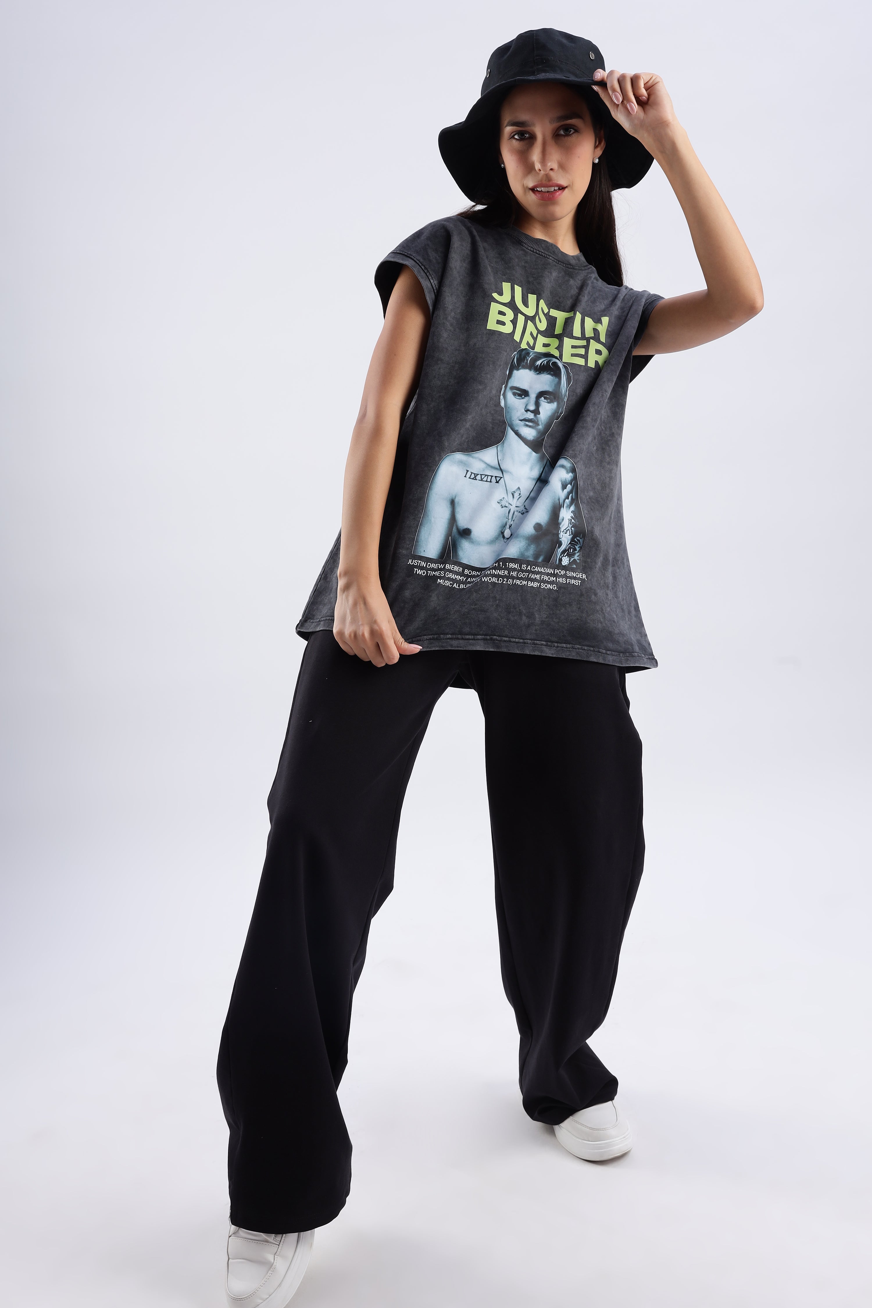 Acid Wash Black Justin Bieber Tank