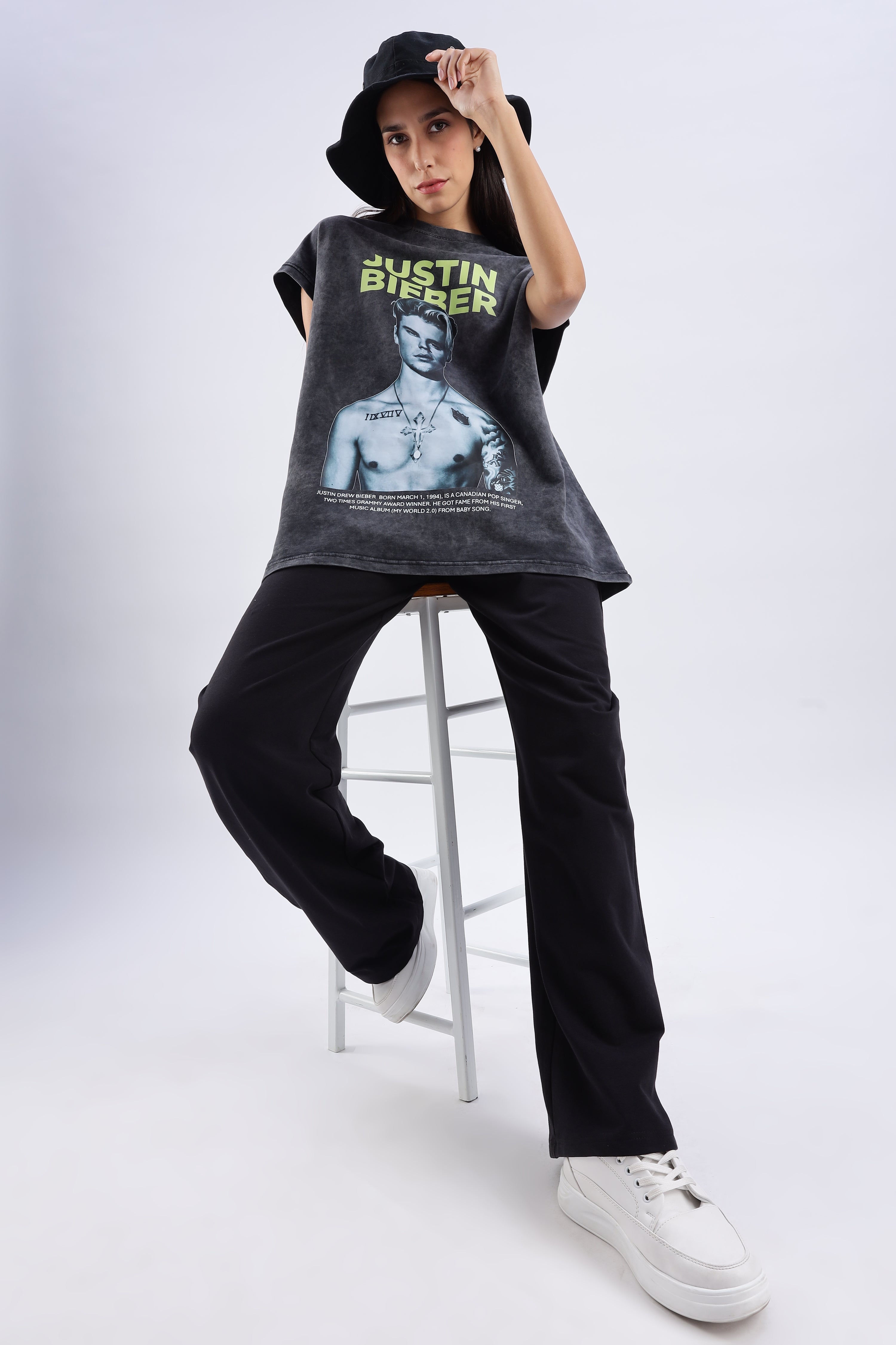 Acid Wash Black Justin Bieber Tank