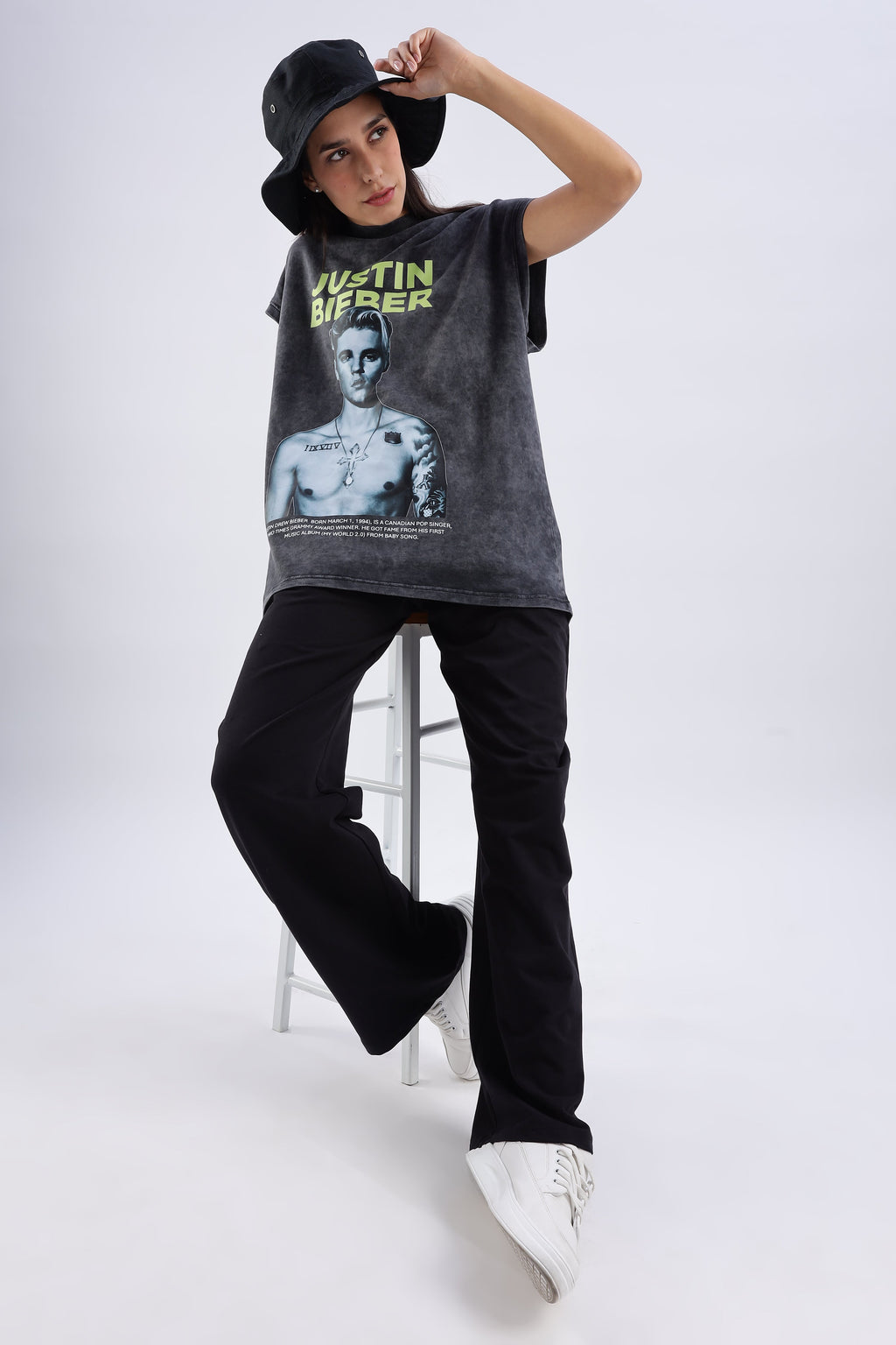 Acid Wash Black Justin Bieber Tank