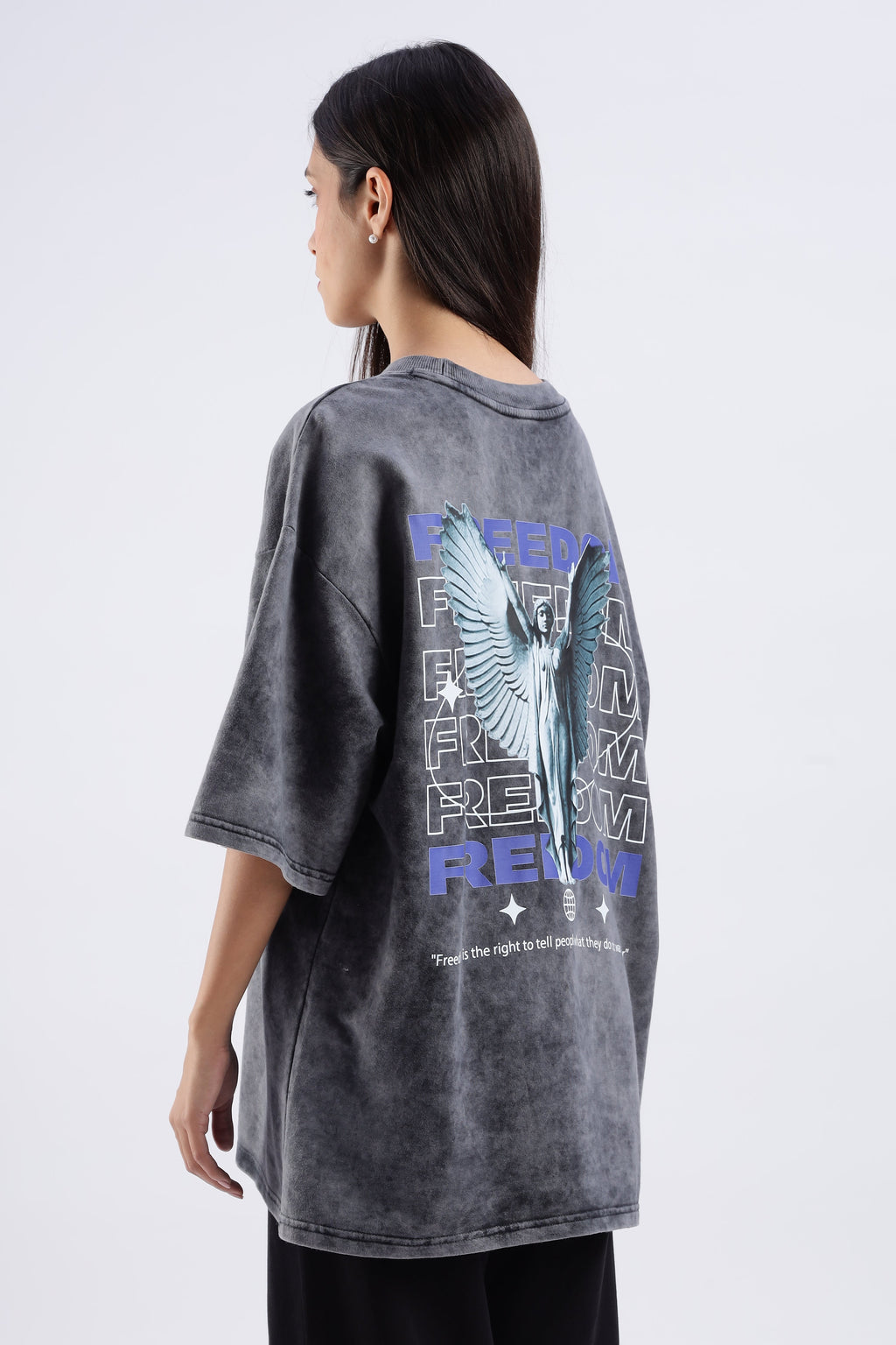 Acid Wash Black Freedom Oversized Tee