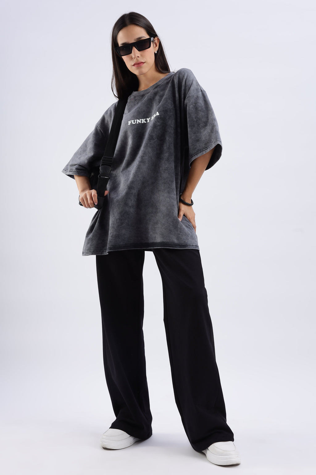 Acid Wash Black Freedom Oversized Tee