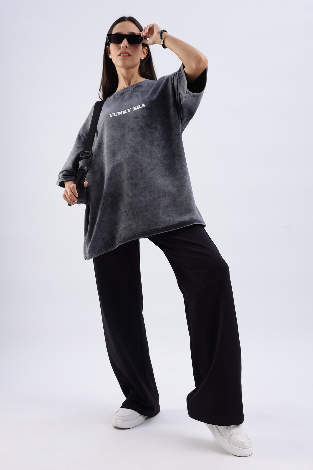 Acid Wash Black Freedom Oversized Tee