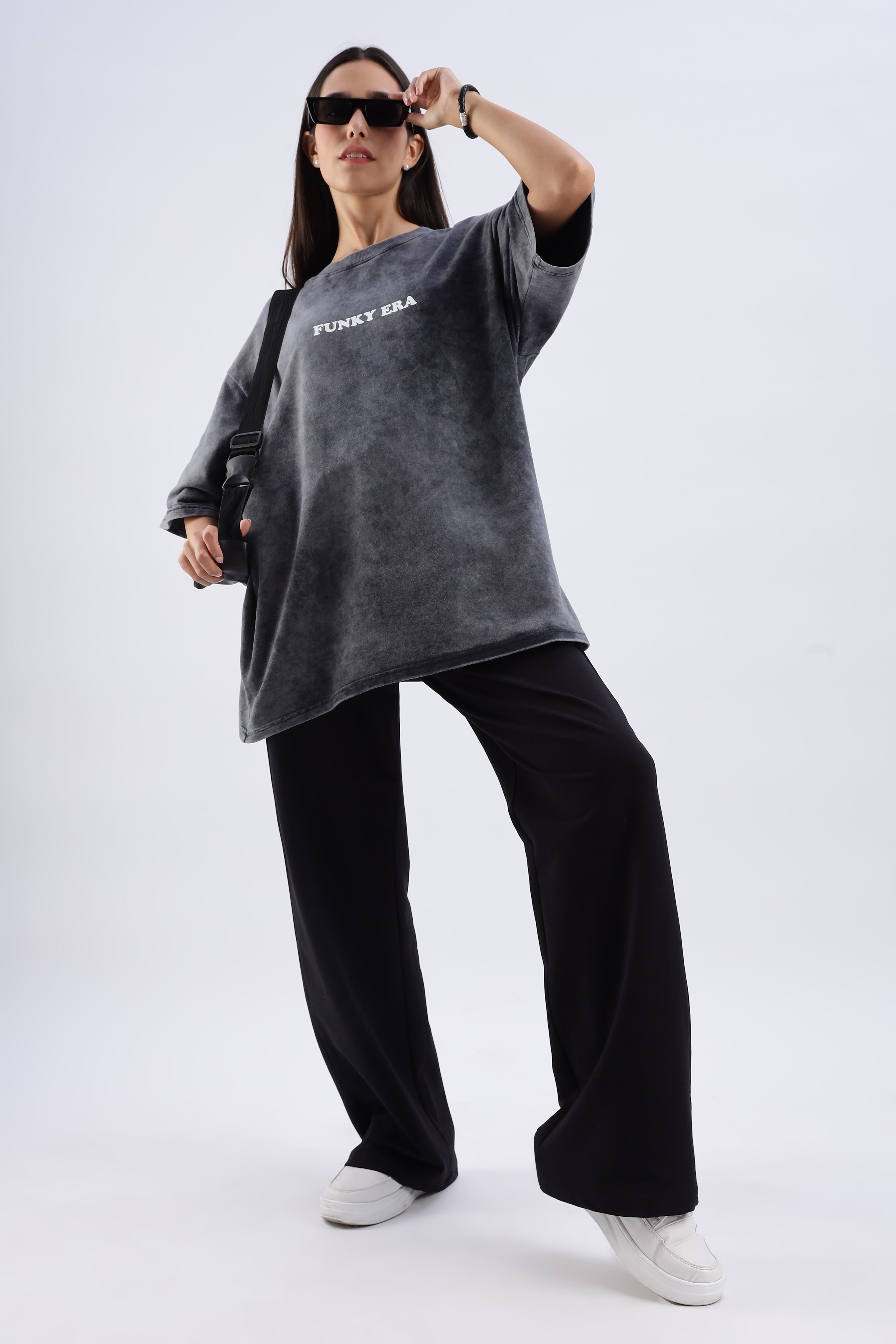 Acid Wash Black Freedom Oversized Tee