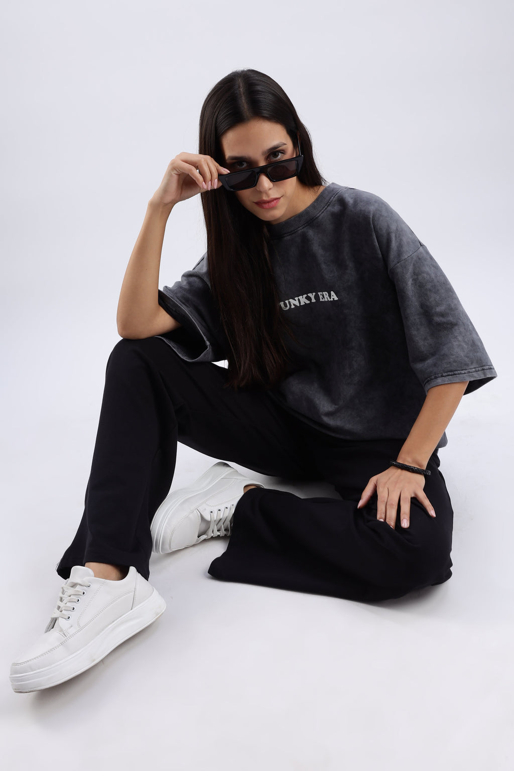 Acid Wash Black Freedom Oversized Tee