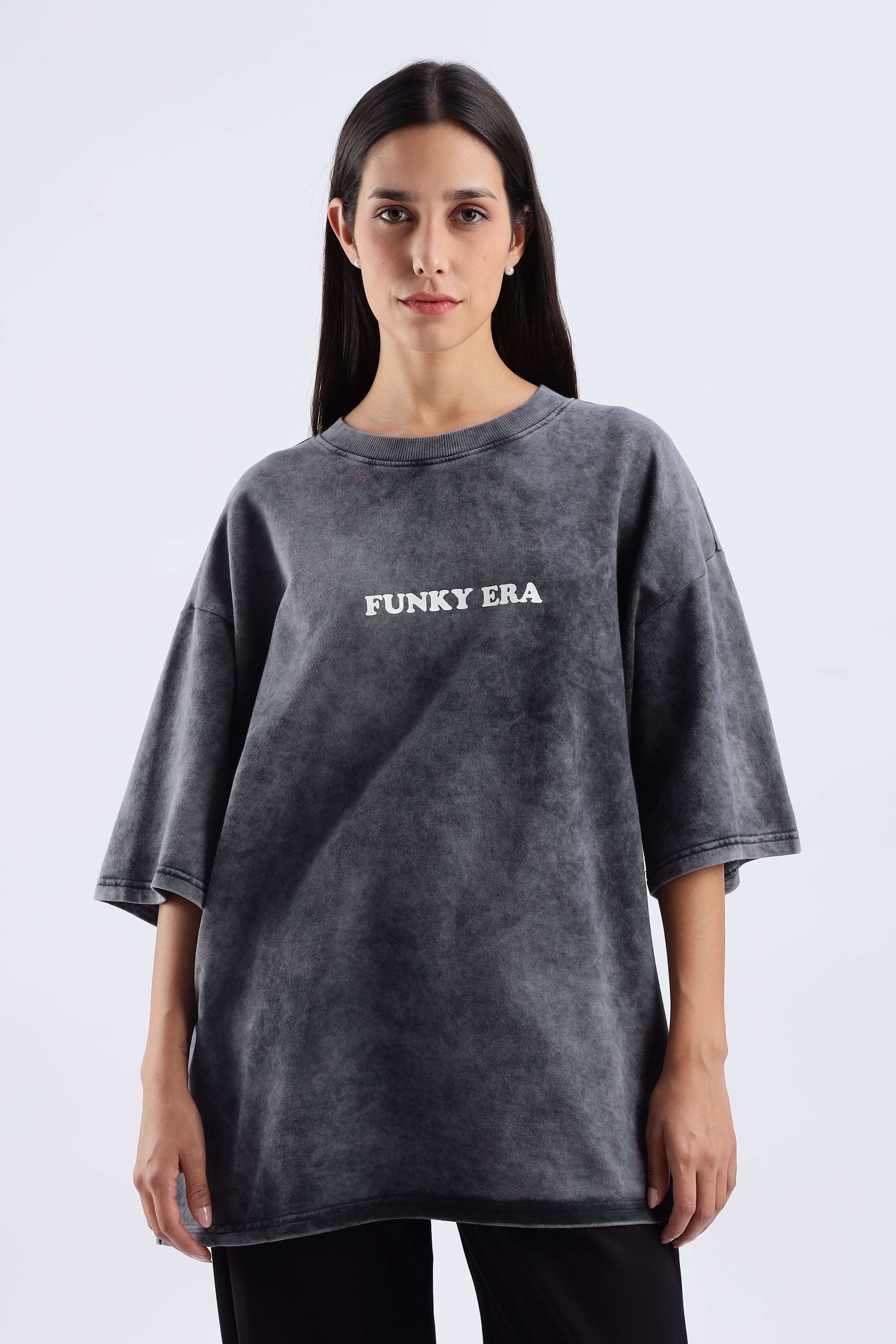 Acid Wash Black Freedom Oversized Tee