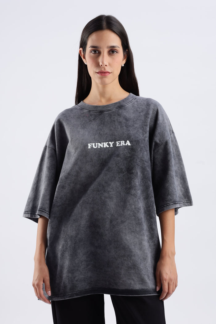 Acid Wash Black Freedom Oversized Tee