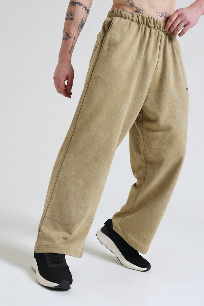 Beige Faded Heavyweight Loose Fit Joggers